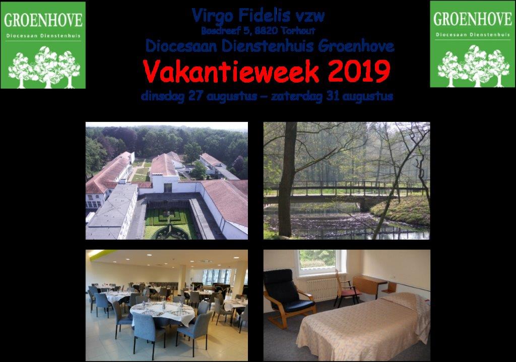 Vakantieweek 27 t.e.m. 31 augustus 2019